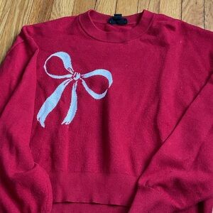 Arden B Red Sweater with White Bow Accent